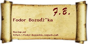 Fodor Bozsóka névjegykártya